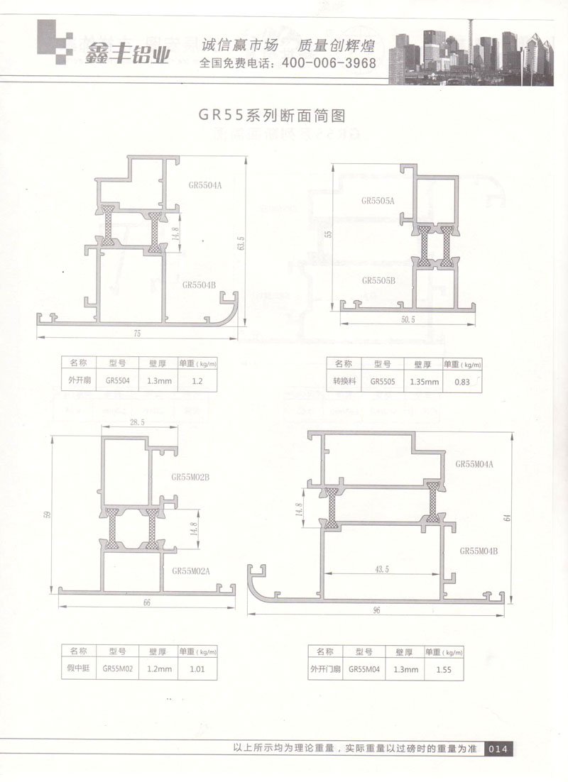 GR55系列斷面簡圖