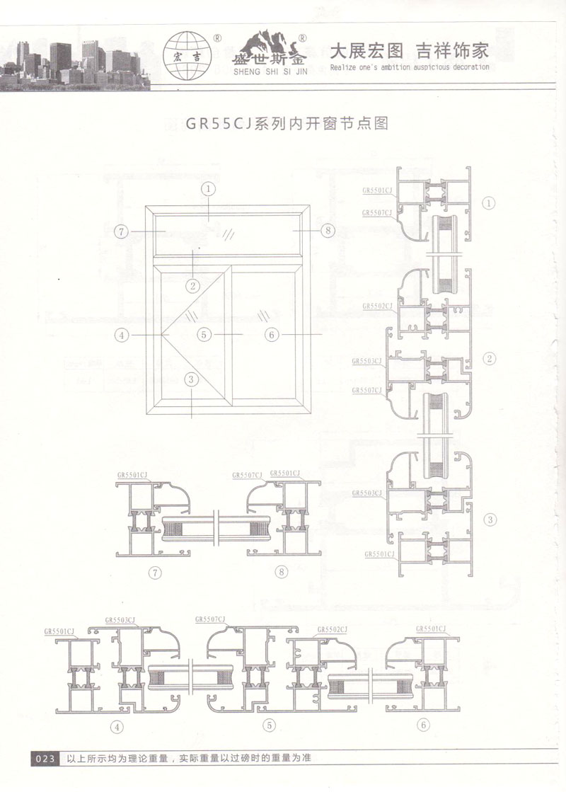 GR55CJ系列內(nèi)開窗節(jié)點圖