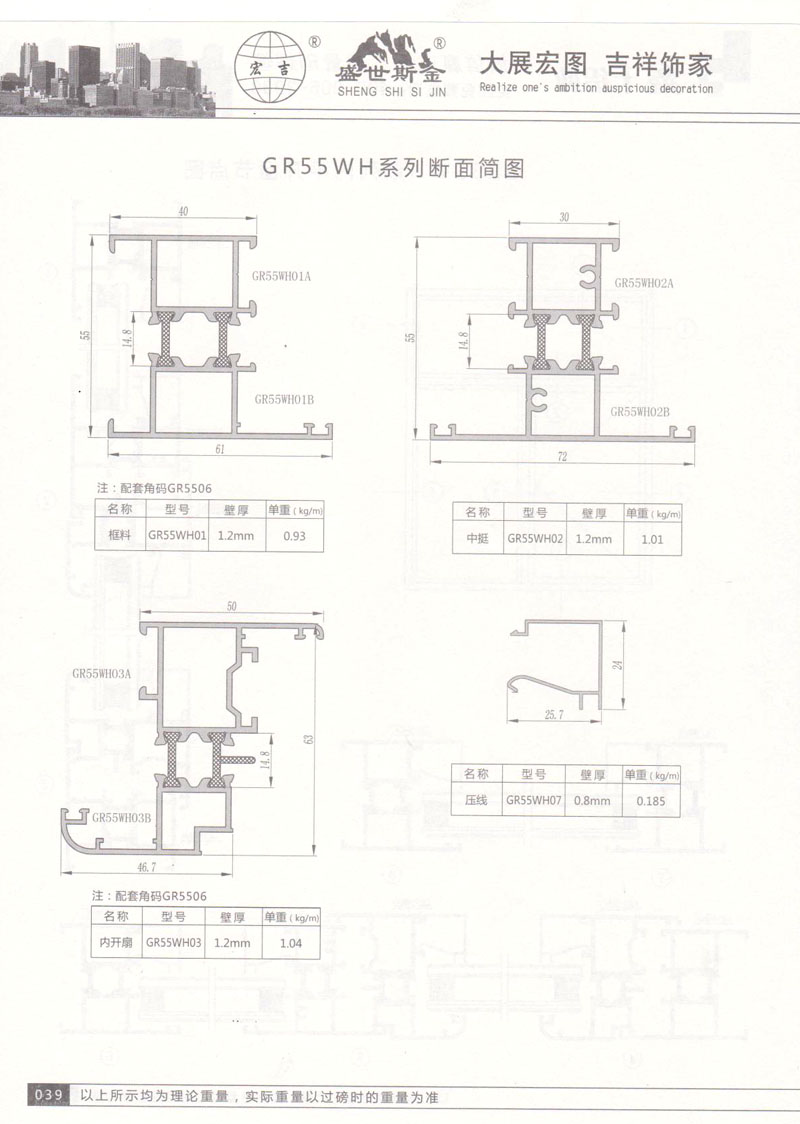 GR55WH系列斷面簡圖