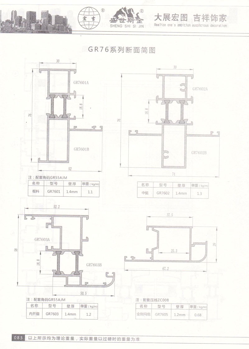 GR76系列斷面簡圖