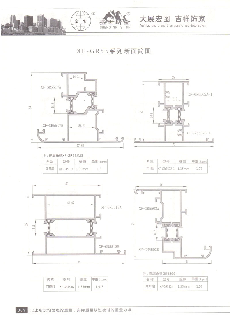XF-GR55系列斷面簡圖