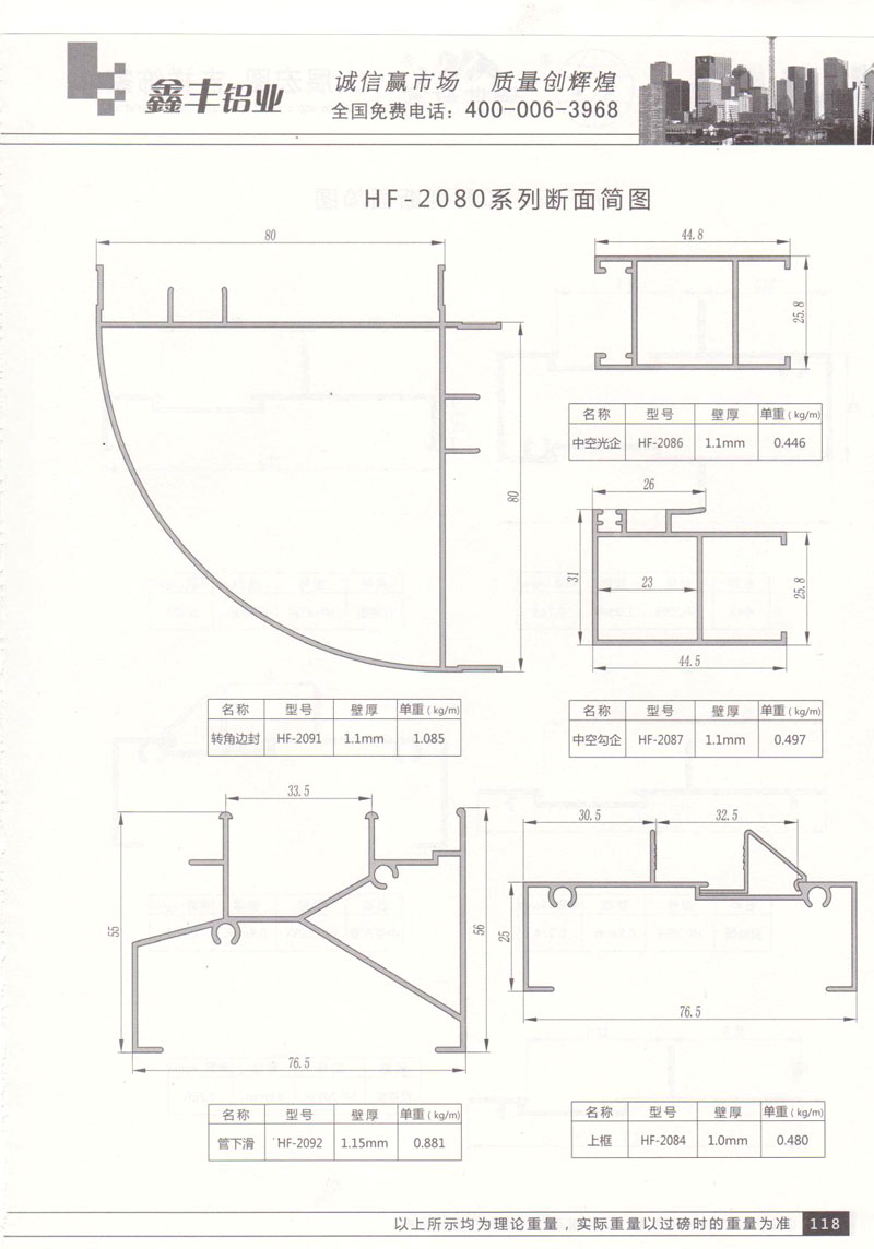 HF-2080系列斷面簡(jiǎn)圖