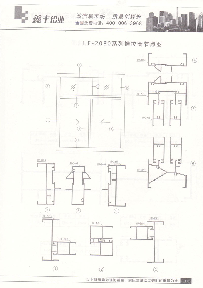 HF-2080系列推拉窗節(jié)點(diǎn)圖2